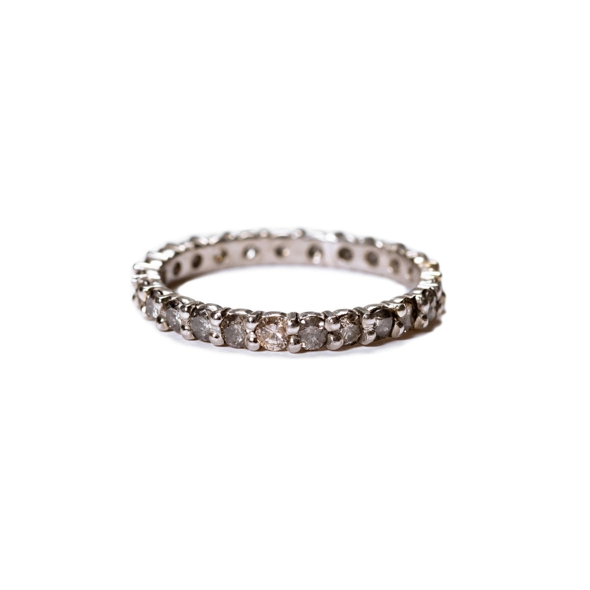 Aurora Salt and Pepper Diamond White Gold Wedding Band - MTD