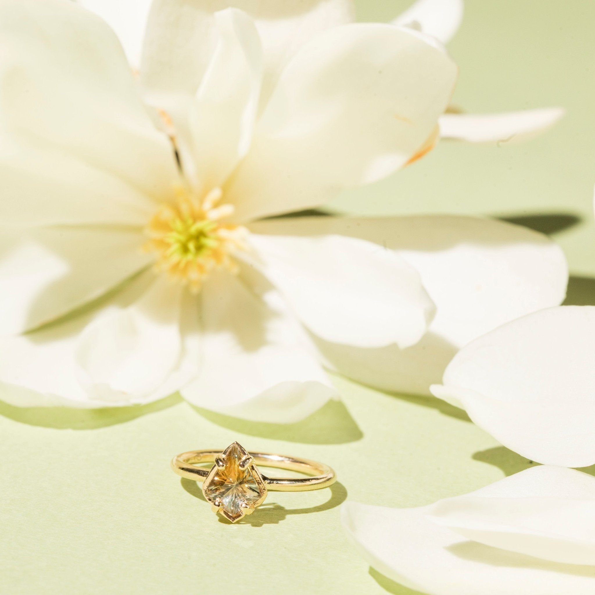 Fantasy Cut Kite Two Toned Sapphire Engagement Ring - MTD