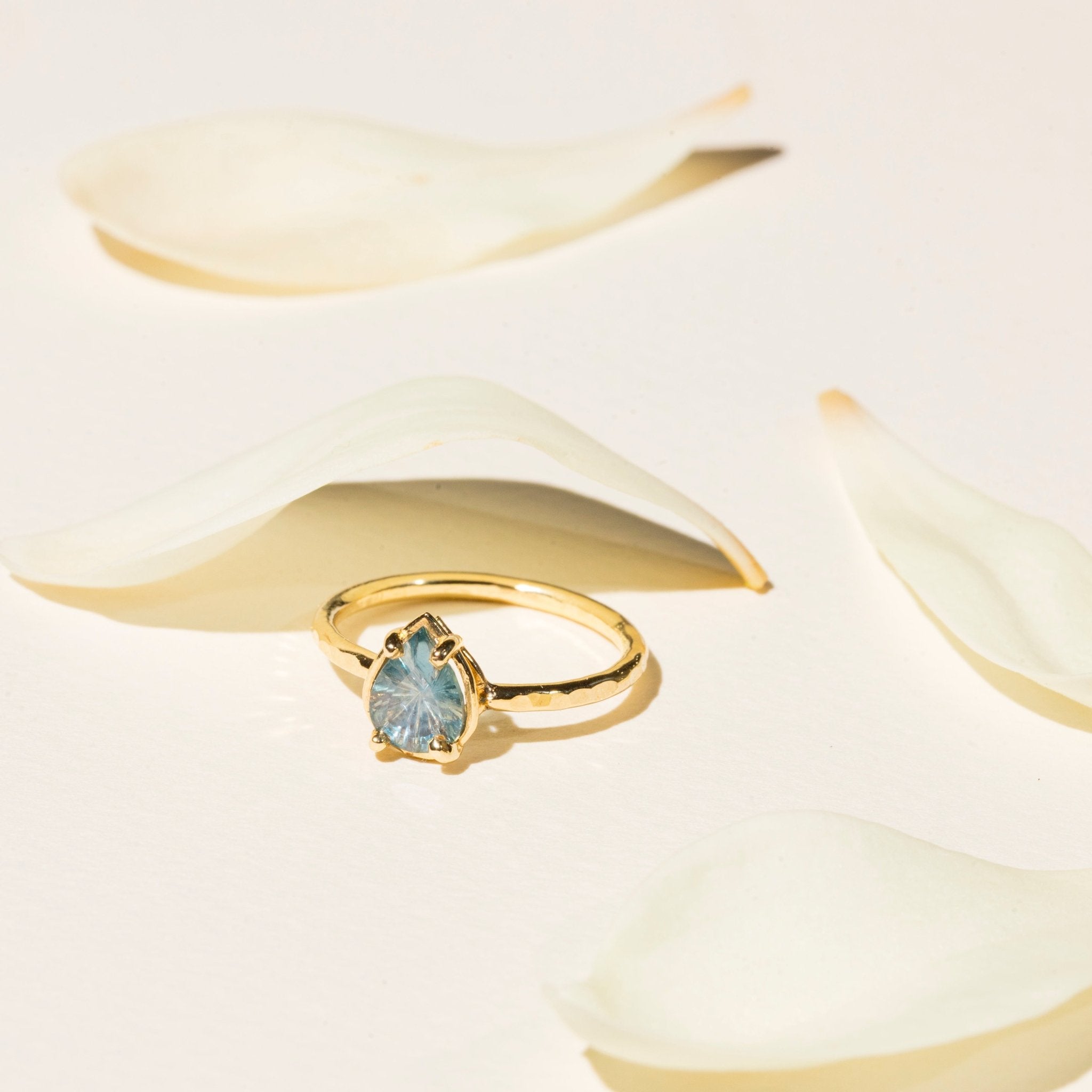 Blue Pear Fantasy Cut Montana Sapphire Engagement Ring - MTD