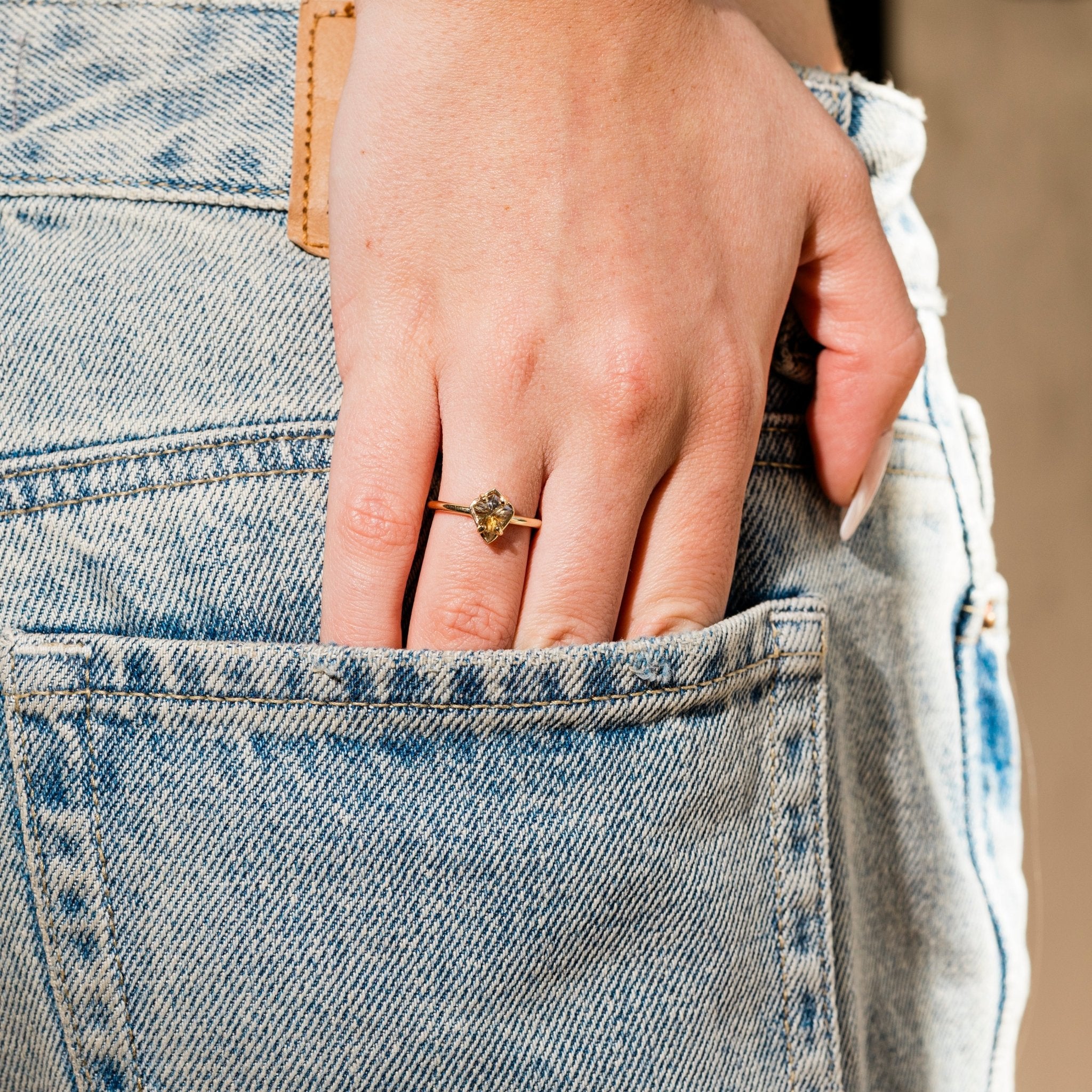 Fantasy Cut Kite Two Toned Sapphire Engagement Ring - MTD