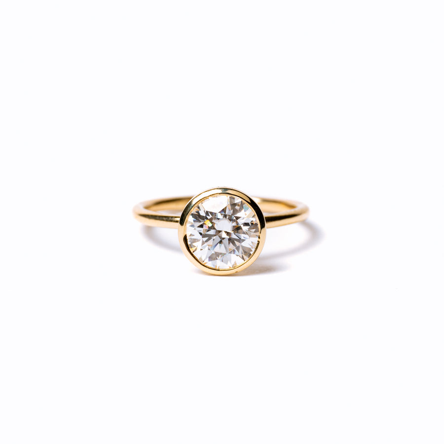 Full Circle 2ct Round Lab Diamond Bezel Set Engagement Ring in 14k Yellow Gold
