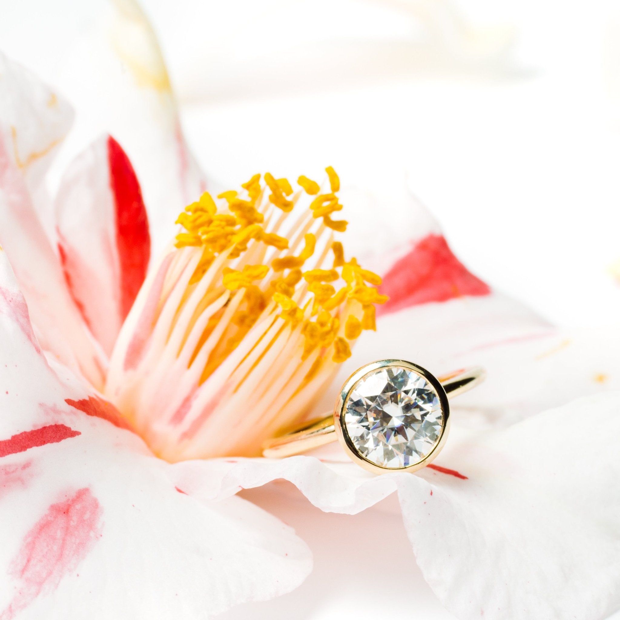 Full Circle 2ct Round Lab Diamond Bezel Set Engagement Ring in 14k Yellow Gold - MTD