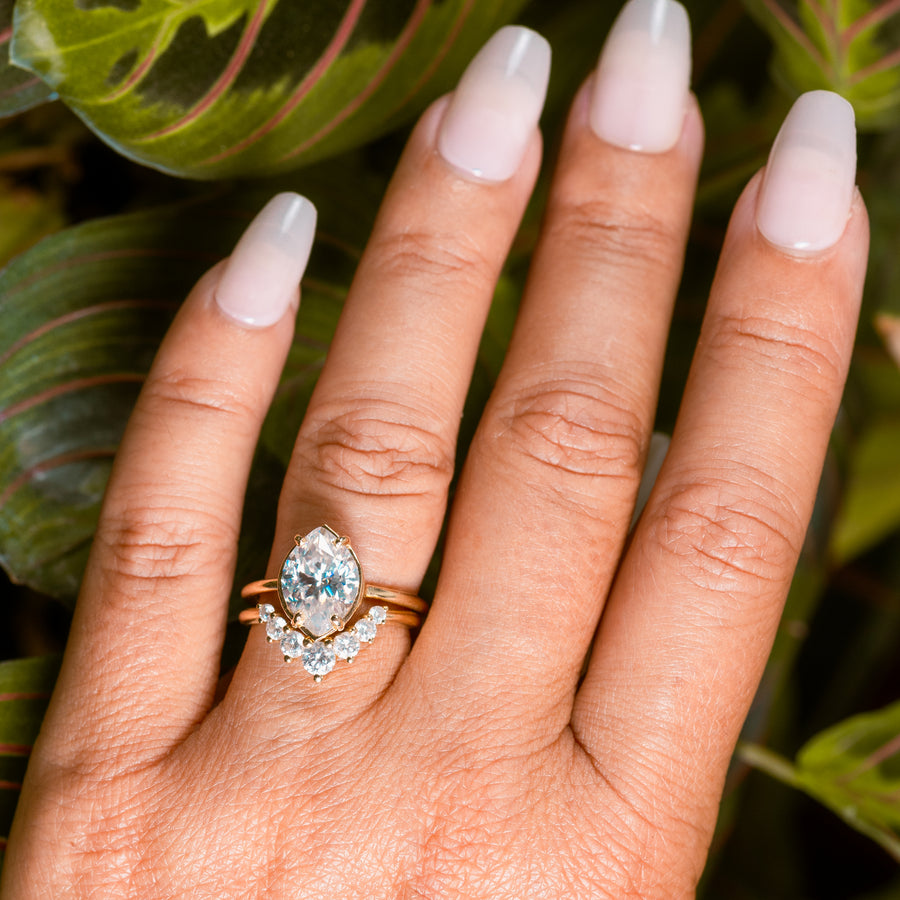 Monique Wide Marquise Moissanite Engagement Ring