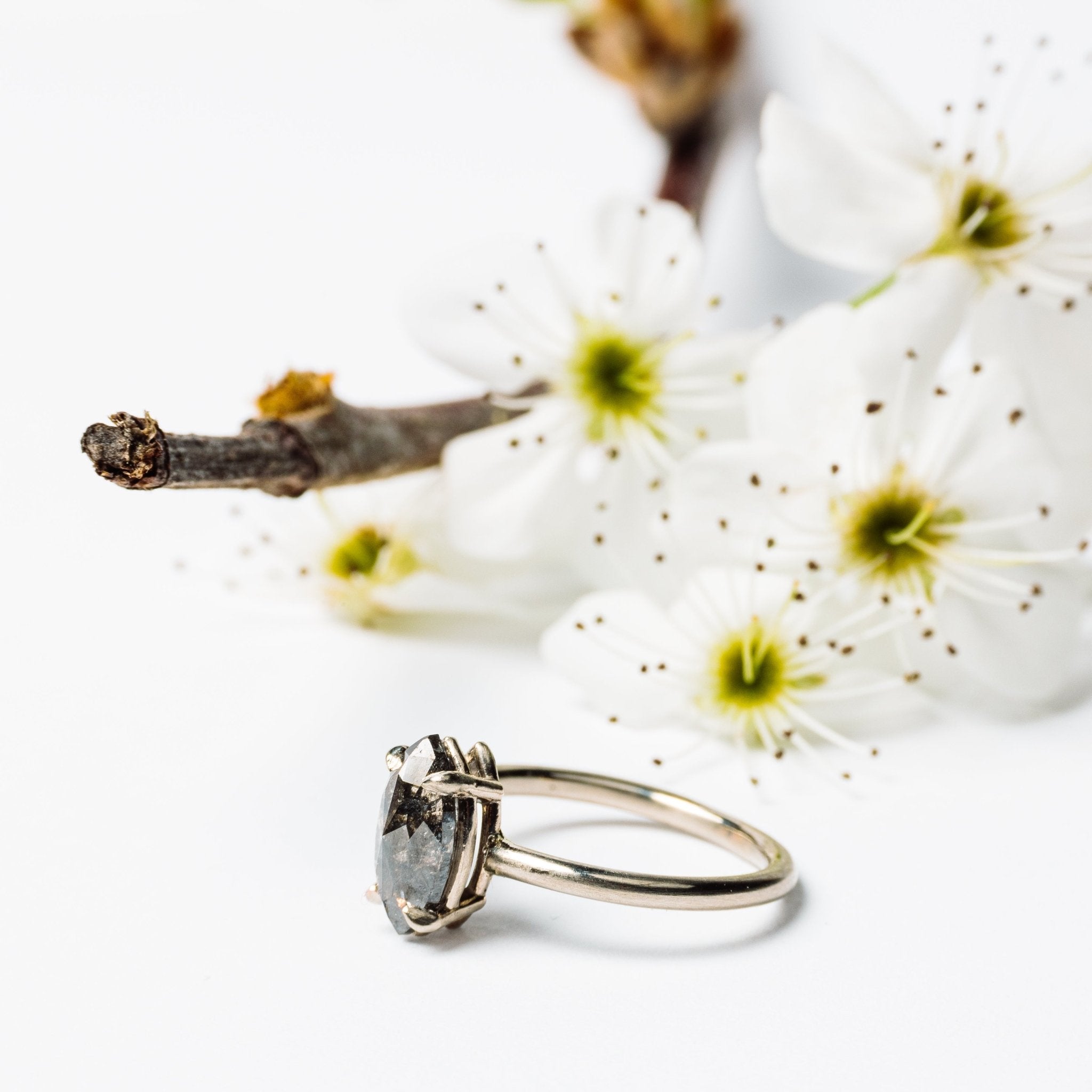 Akina 1ct Salt and Pepper Marquise Diamond Engagement Ring - MTD