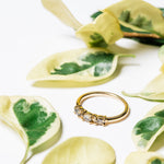 Comet Three Stone East - West Salt and Pepper Diamond Engagement Ring - MTD