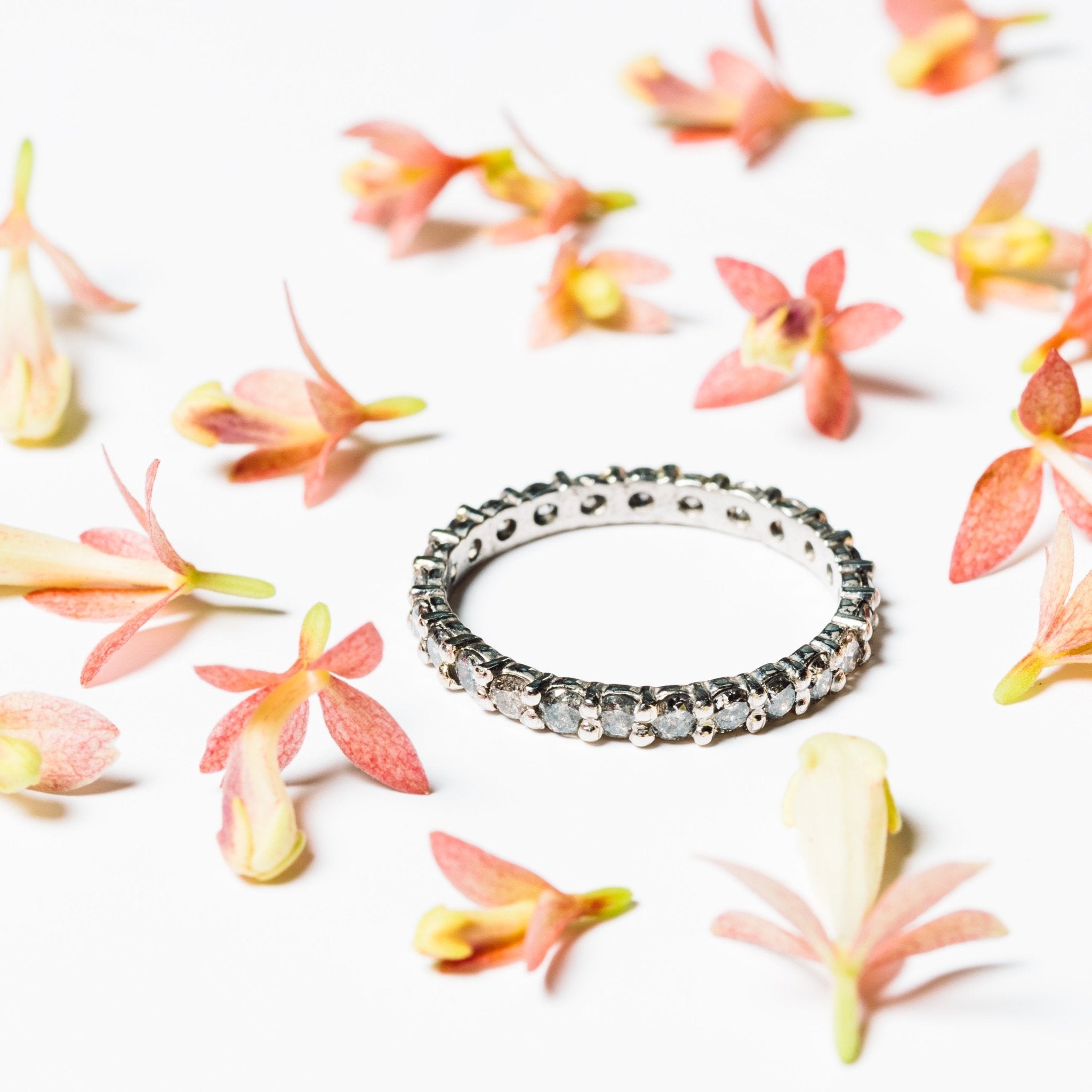 Aurora Salt and Pepper Diamond White Gold Wedding Band - MTD
