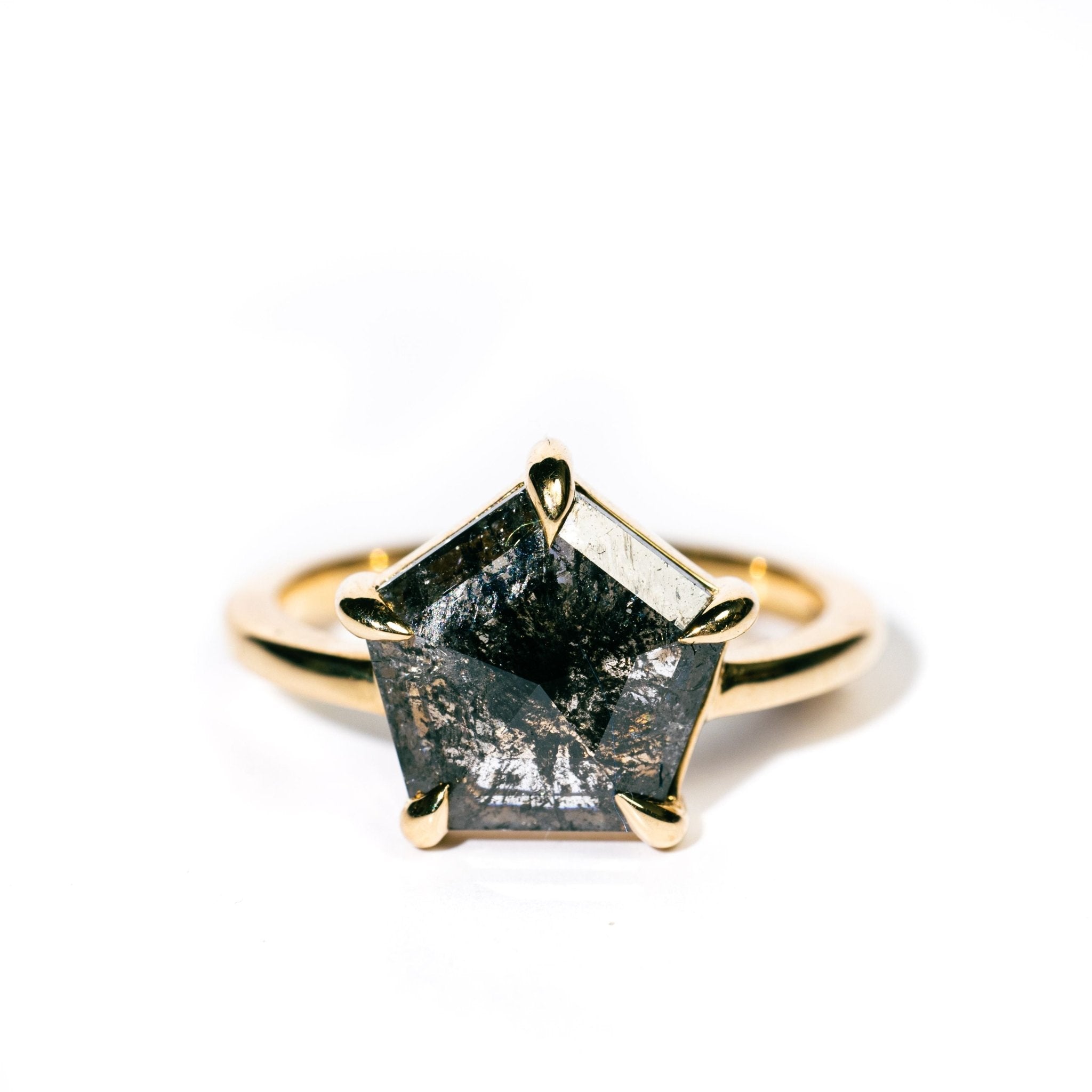 Dark Star Galaxy Diamond Pentagon Engagement Ring - MTD