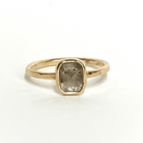 Bezel Set Emerald Cut Salt and Pepper Diamond Ring - MTD