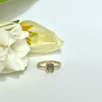 Bezel Set Emerald Cut Salt and Pepper Diamond Ring - MTD