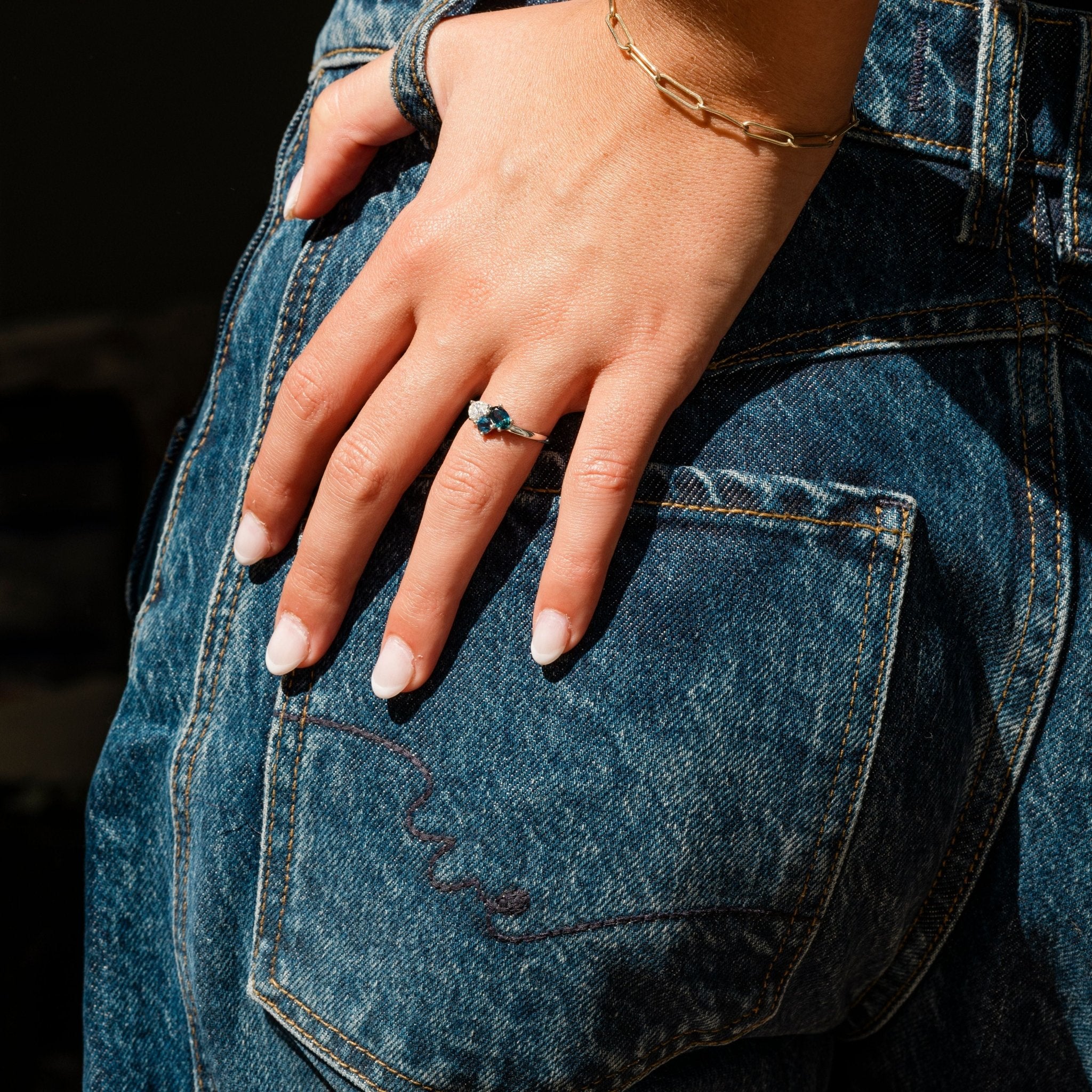 Spring Rain Three Stone Cluster Engagement Ring - MTD