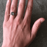 Grace | 3.05ct Elongated Hexagon Salt & Pepper Diamond Engagement Ring with Ombre Diamond Pave Band - MTD