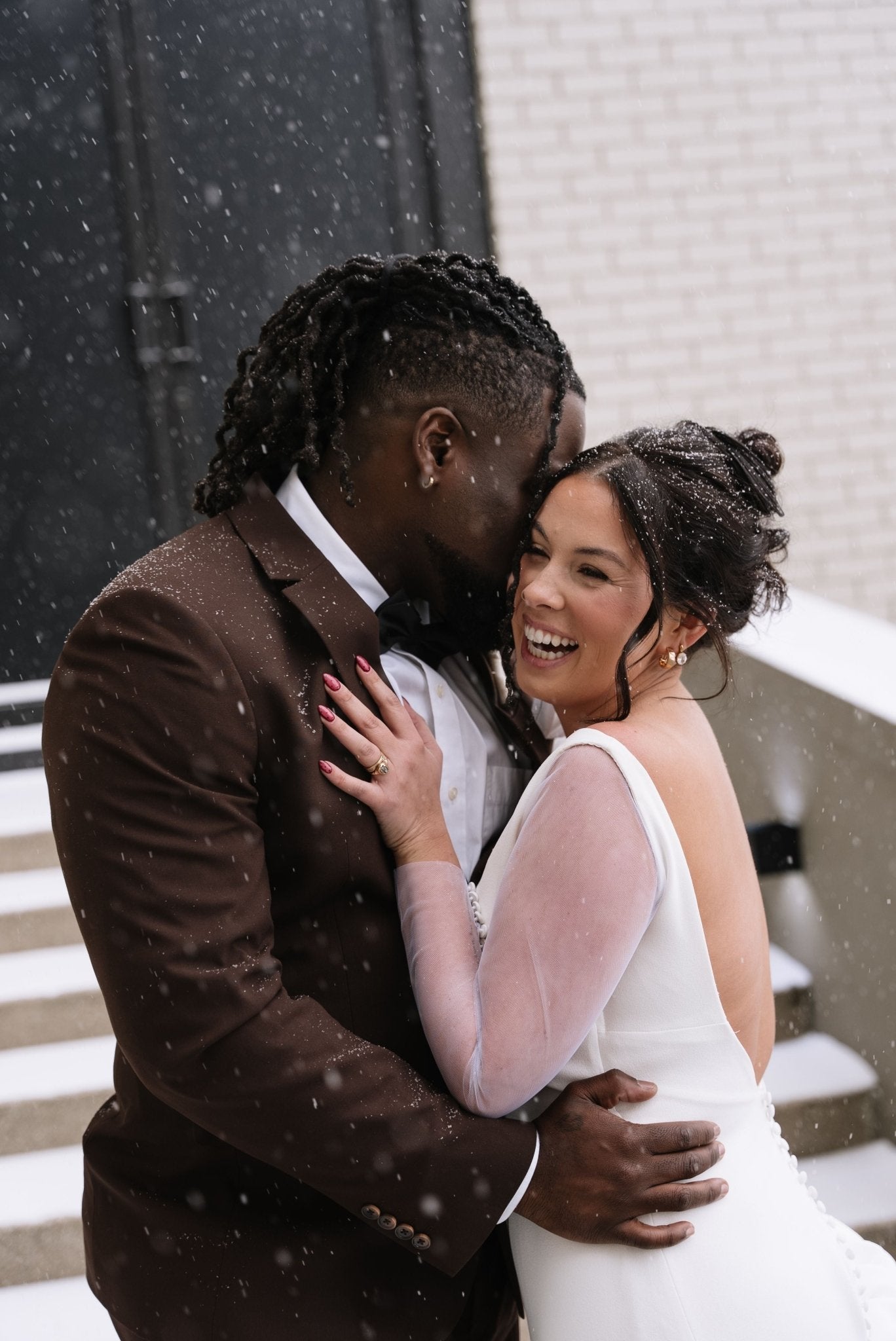 Hearth Hammered Fingerprint and Diamond Wedding Band Set - MTD