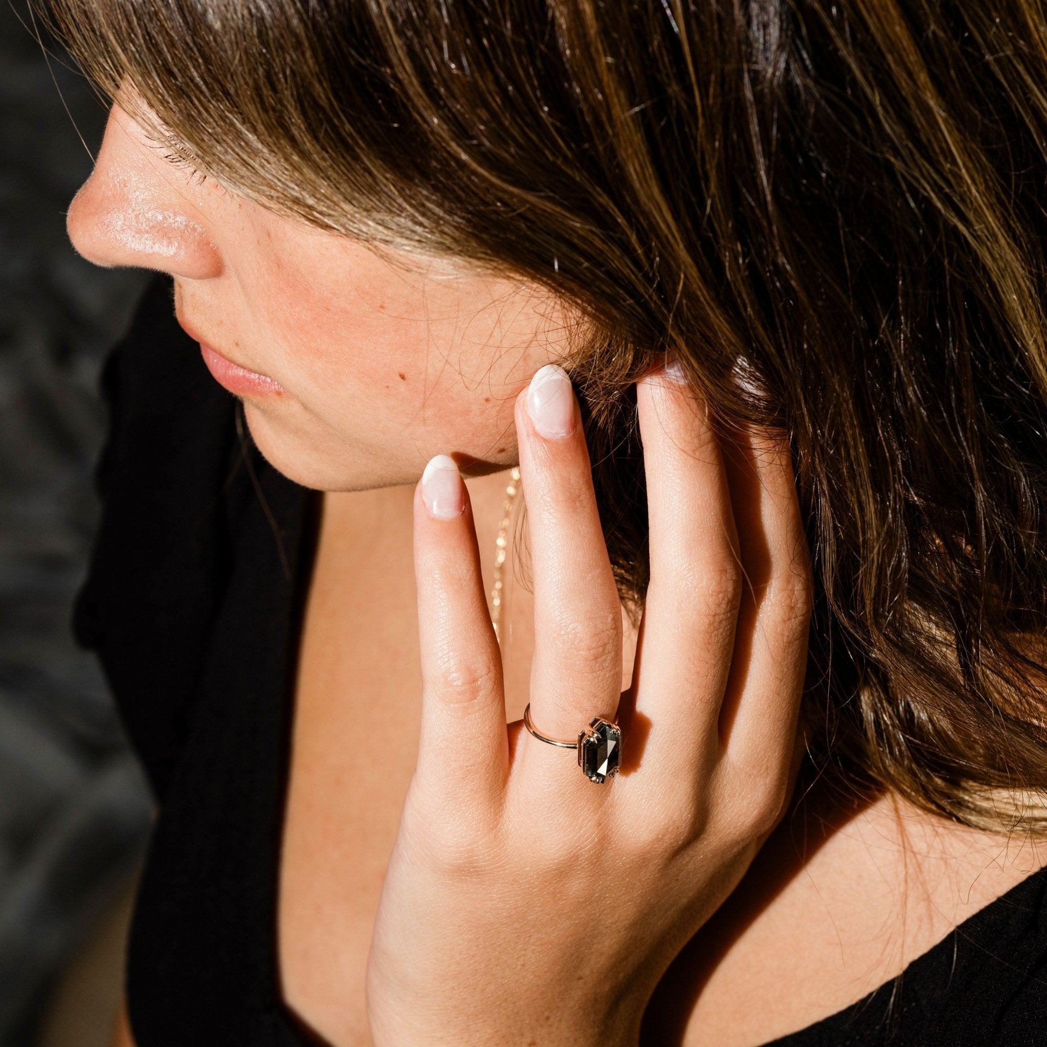 Night Ember Salt and Pepper Diamond Engagement Ring - MTD