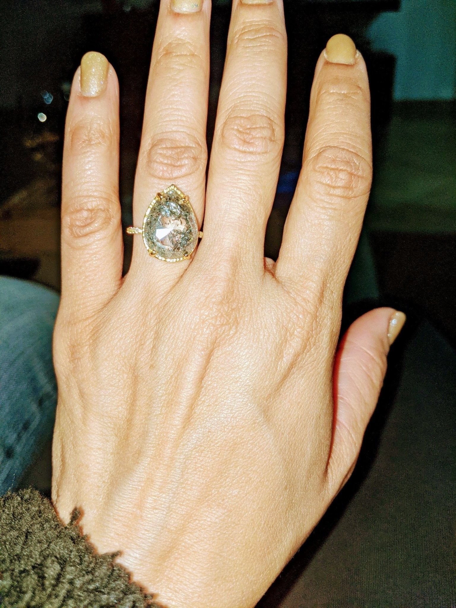 Priya 6ct Pear Salt and Pepper Diamond Engagement Ring - MTD