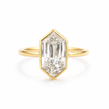 Ariel Elongated Hexagon Step Cut Bezel Set Engagement Ring - MTD