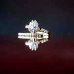 Grace | 3.05ct Elongated Hexagon Salt & Pepper Diamond Engagement Ring with Ombre Diamond Pave Band - MTD