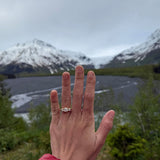 Three Stone Moissanite Engagement Ring | 18k Gold Engagement Ring - MTD