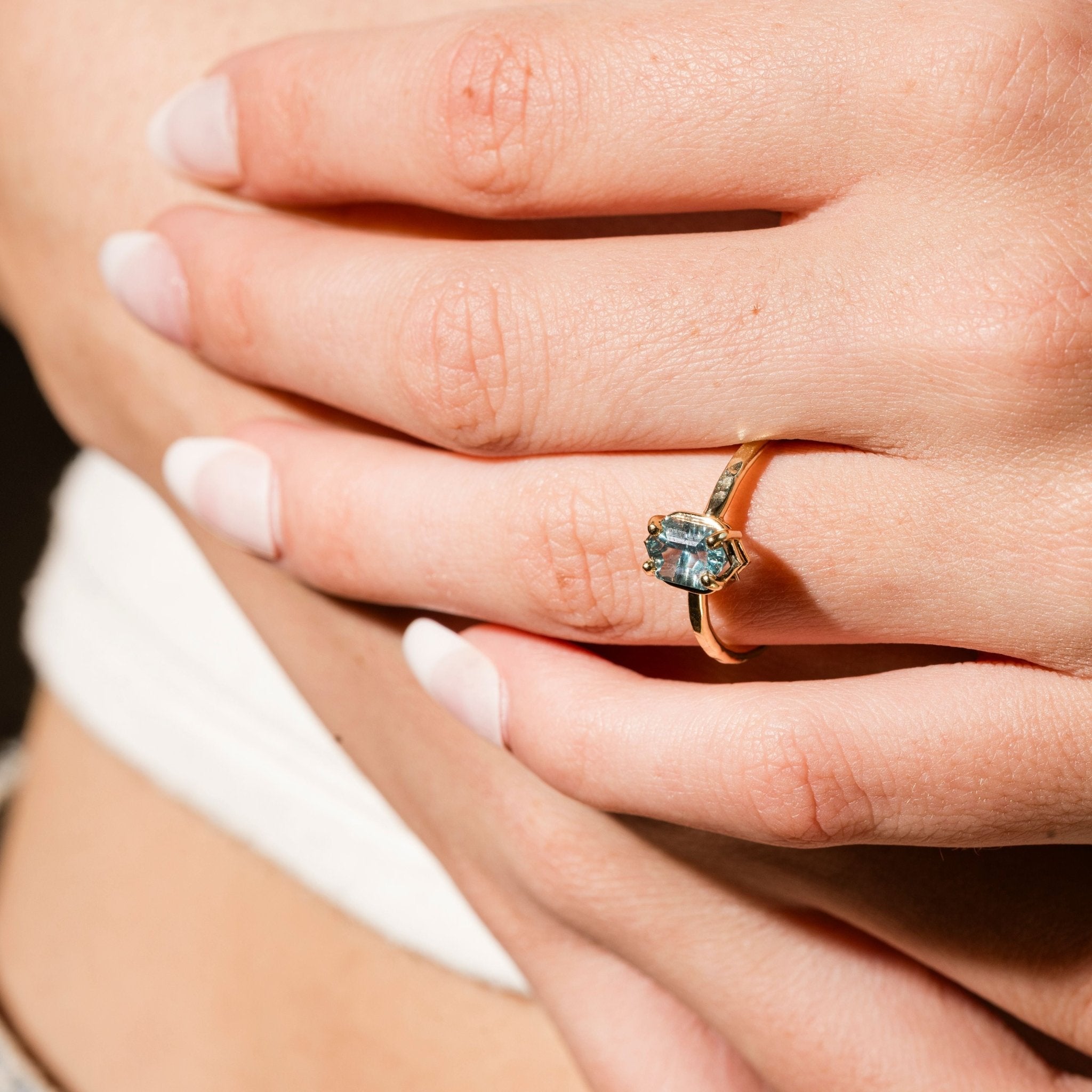 Elongated Hexagon Fantasy Cut Montana Sapphire Engagement Ring - MTD