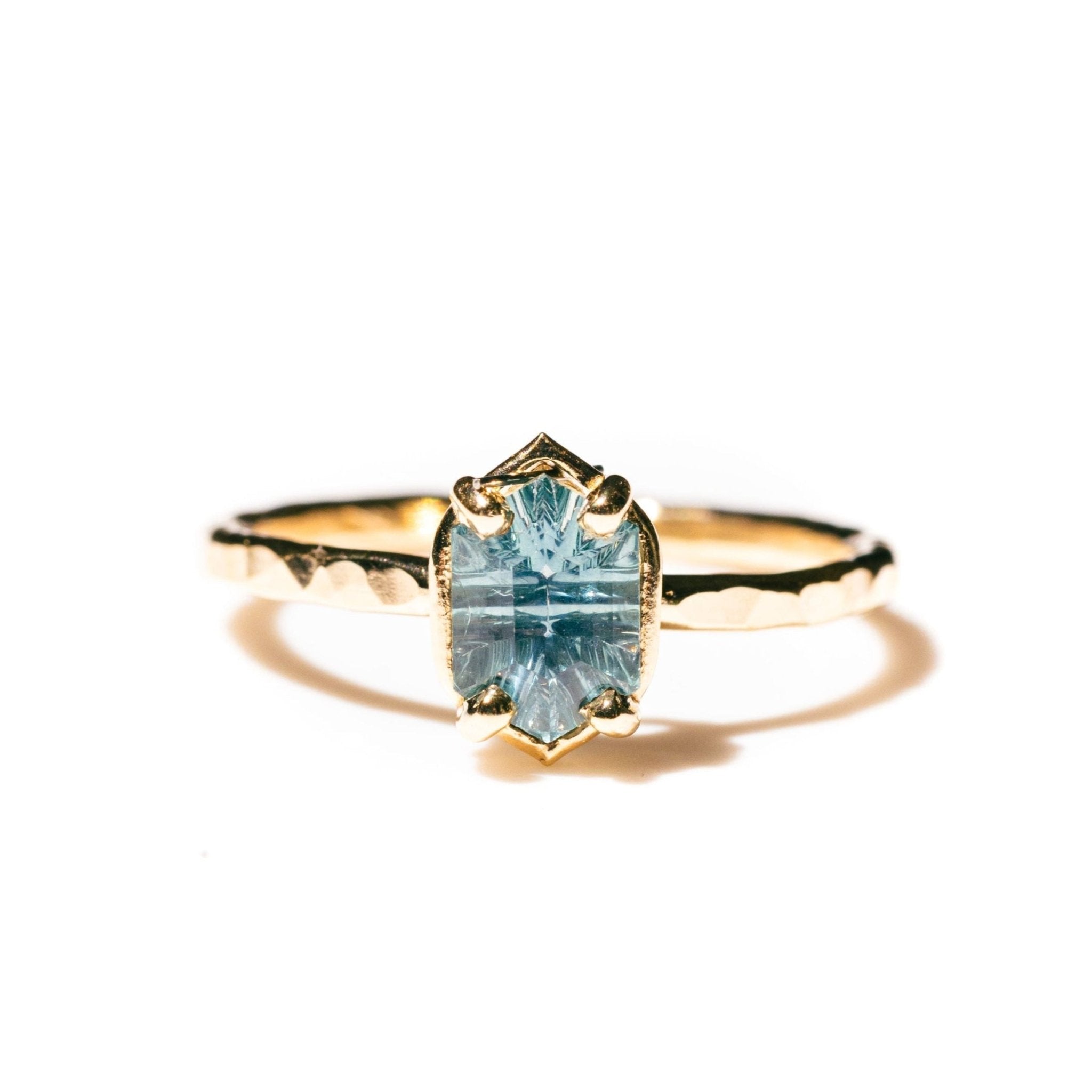 Elongated Hexagon Fantasy Cut Montana Sapphire Engagement Ring - MTD