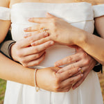 Sheba 2ct Emerald Cut Diamond Engagement Ring Bezel Setting on Wide Hammered Band - MTD