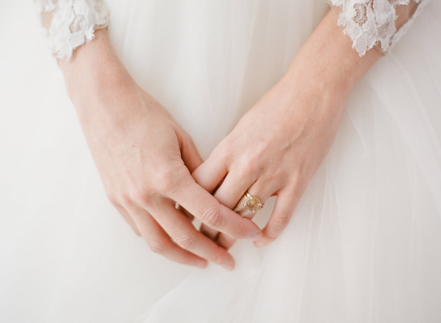 Wisp in Prongs | Rudilated Quartz Engagement Ring - Melissa Tyson Designs