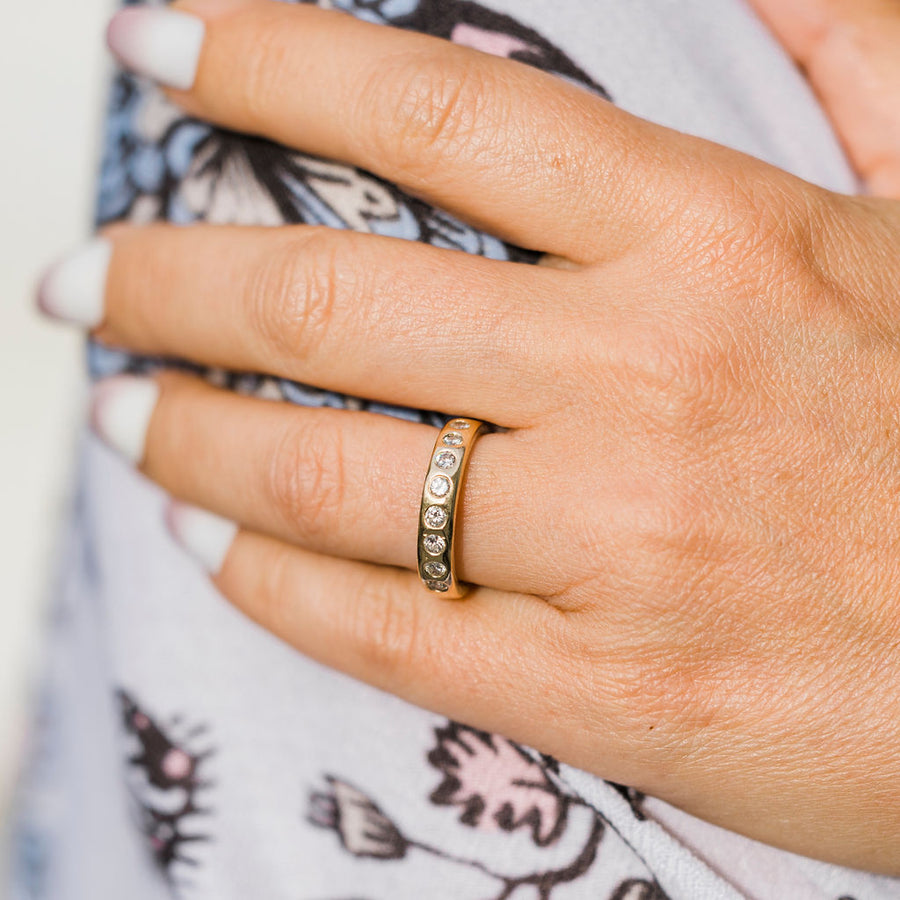 Pebbles Diamond Flush Set Wedding Band - MTD