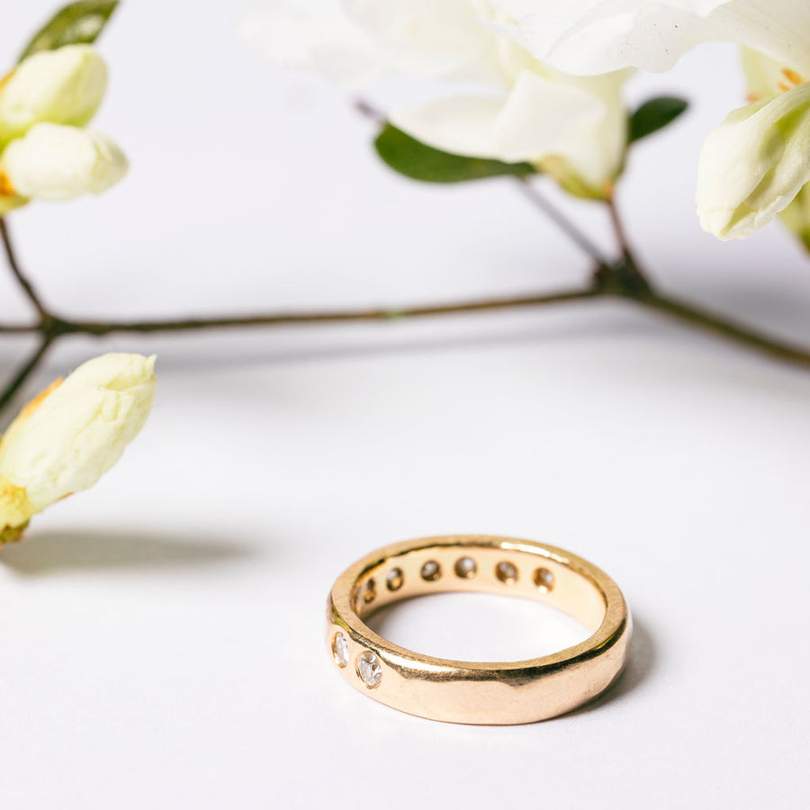 Pebbles Diamond Flush Set Wedding Band - MTD