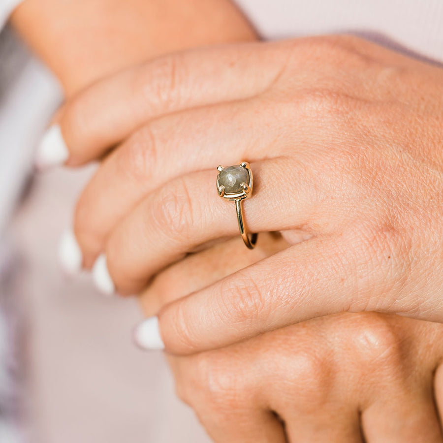 Adaline | Cushion Cut Salt and Pepper Diamond Engagement Ring - MTD