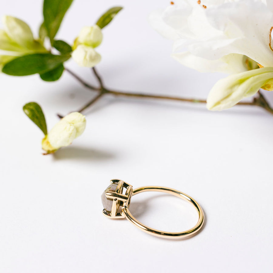 Adaline | Cushion Cut Salt and Pepper Diamond Engagement Ring - MTD