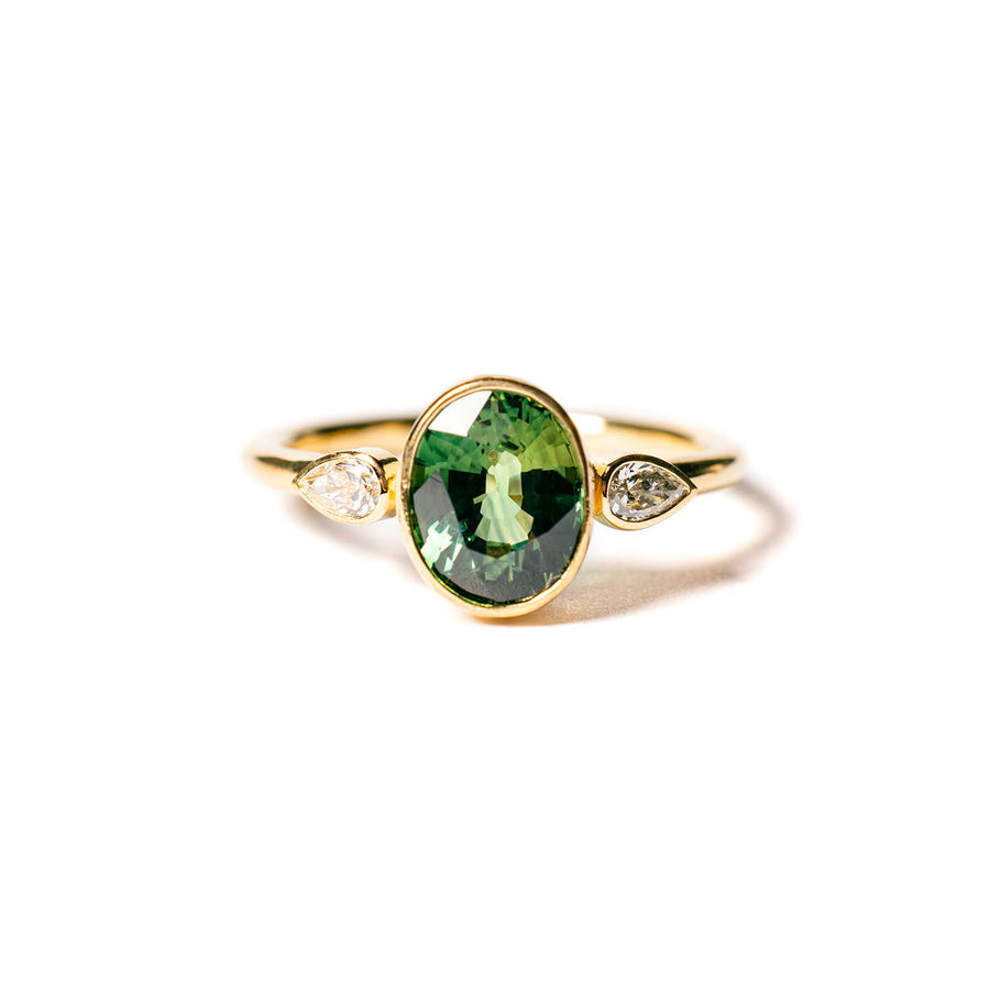Green Hills | 2.5ct Oval Green Sapphire & Diamond Engagement Ring - MTD