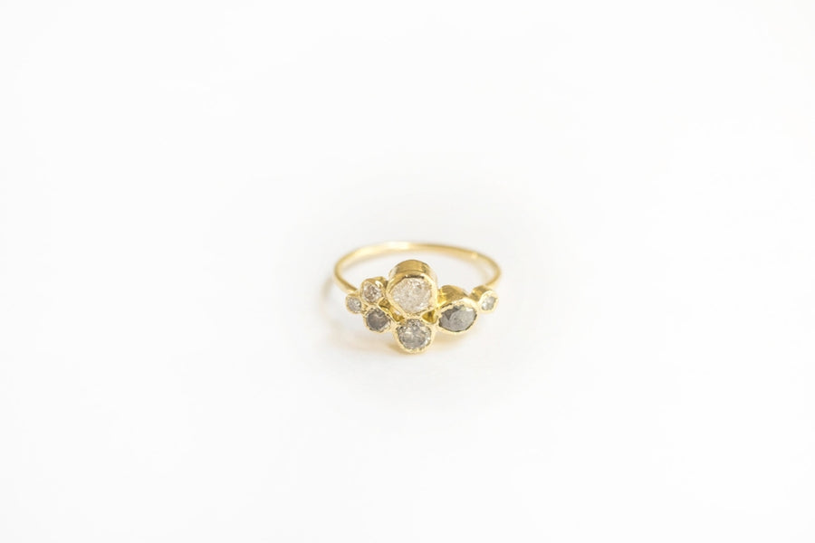 Constellation | Gray & White Diamond Cluster Engagement Ring - Melissa Tyson Designs