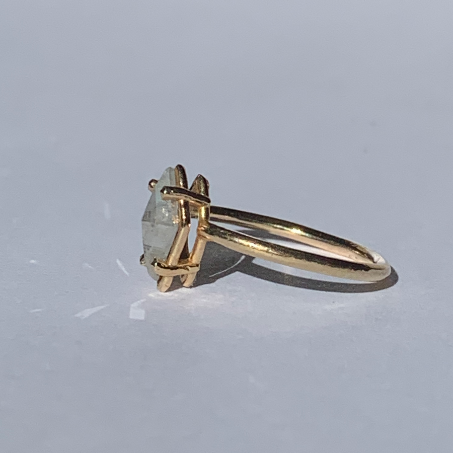 Flying | Kite Diamond Rose Cut Light Gray Icy Engagement Ring - MTD