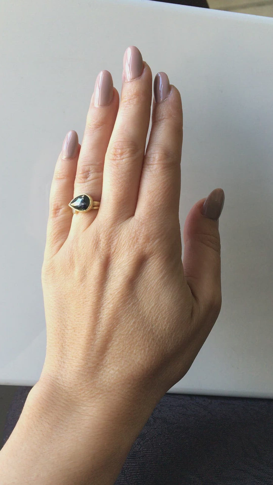 Freesia | Gray Rose Cut Pear Diamond Engagement Ring