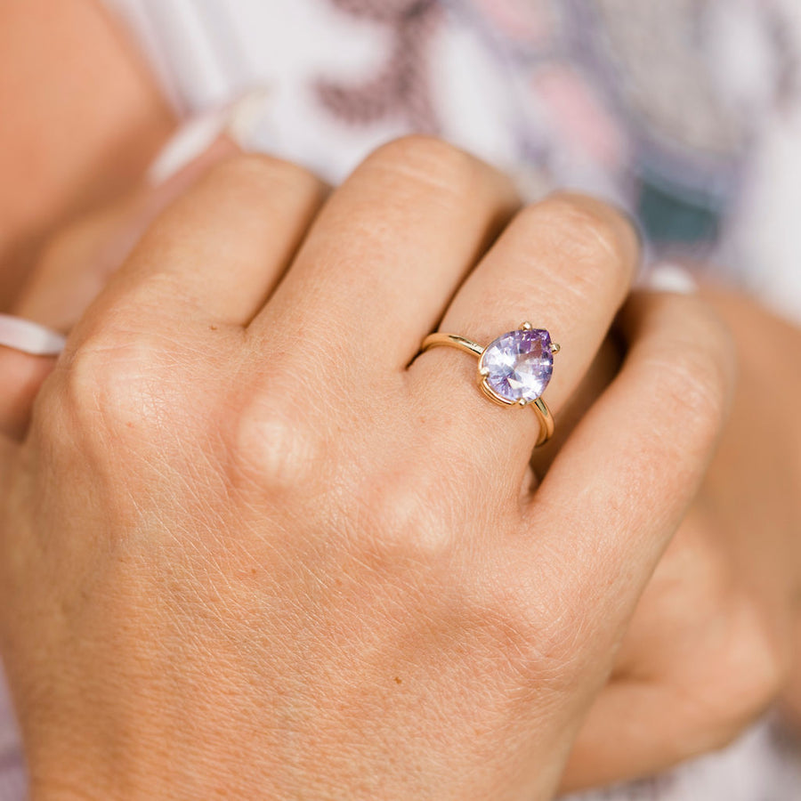 Lilac Petals Pear Tanzanite Ring - MTD