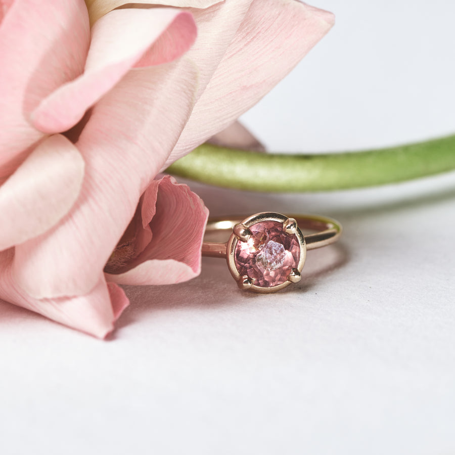 Floriane Pink Tourmaline Engagement Ring 14k Yellow Gold - MTD