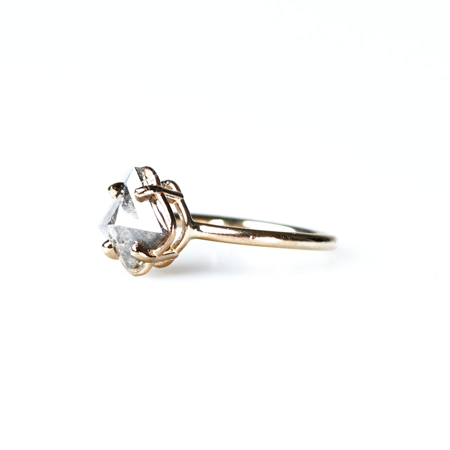 Soaring Kite Salt and Pepper Diamond Engagement Ring 14k Yellow Gold - MTD