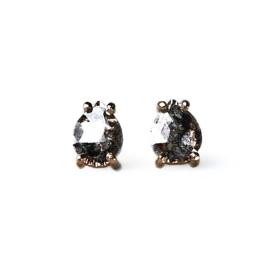 Ines Salt and Pepper Pear Diamond Studs 1ct - MTD