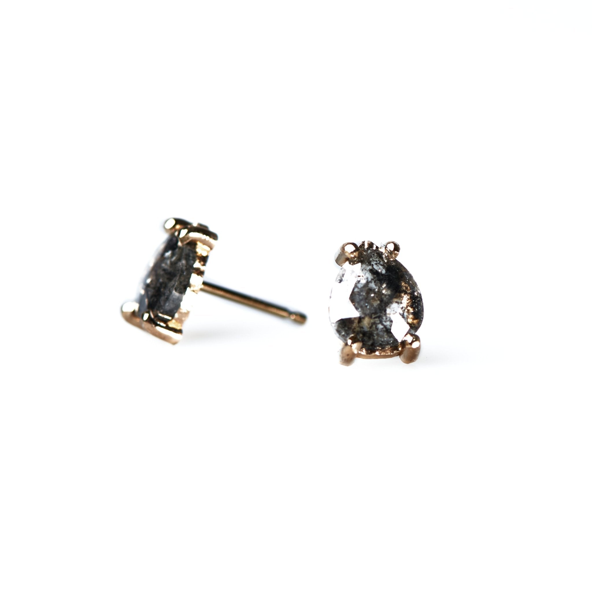 Ines Salt and Pepper Pear Diamond Studs 1ct - MTD