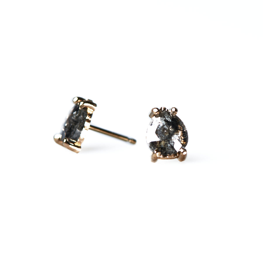 Ines Salt and Pepper Pear Diamond Studs 1ct - MTD