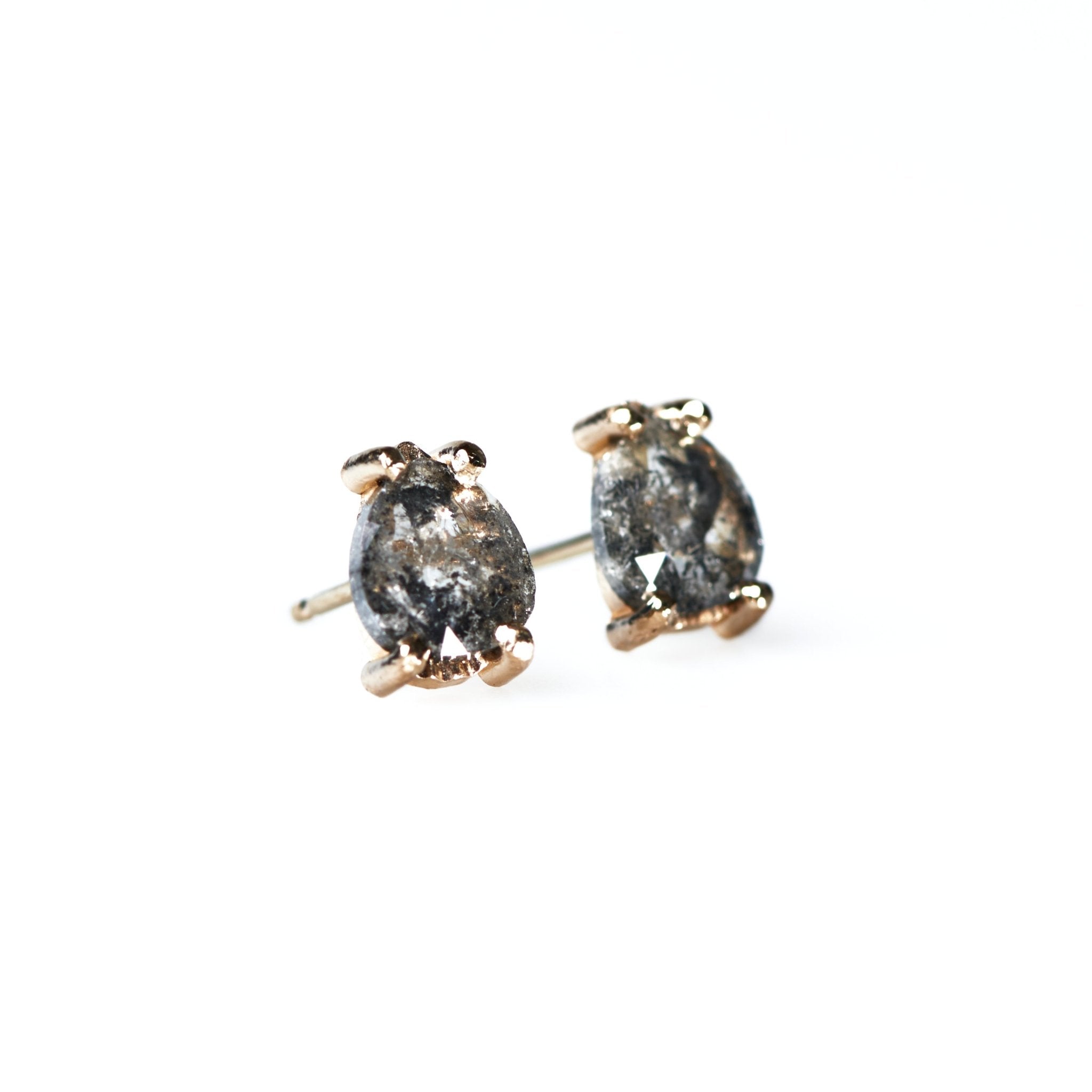 Ines Salt and Pepper Pear Diamond Studs 1ct - MTD