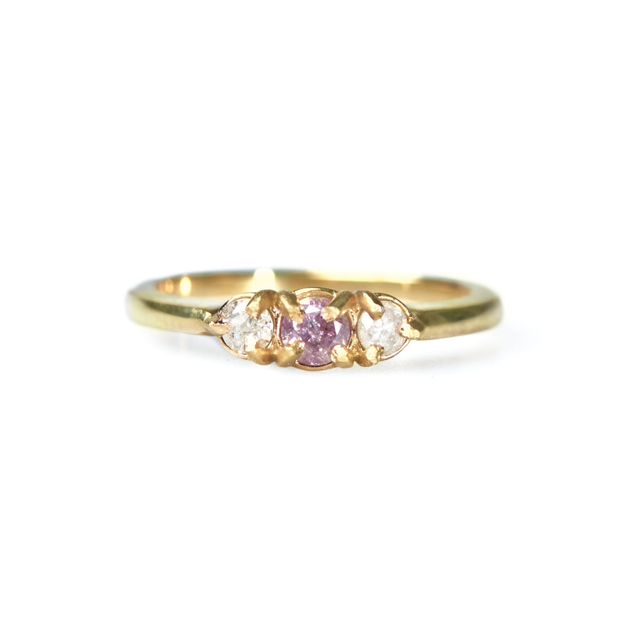 Colette | Pink Diamond Three Stone Engagement Ring 14k Yellow Gold - MTD