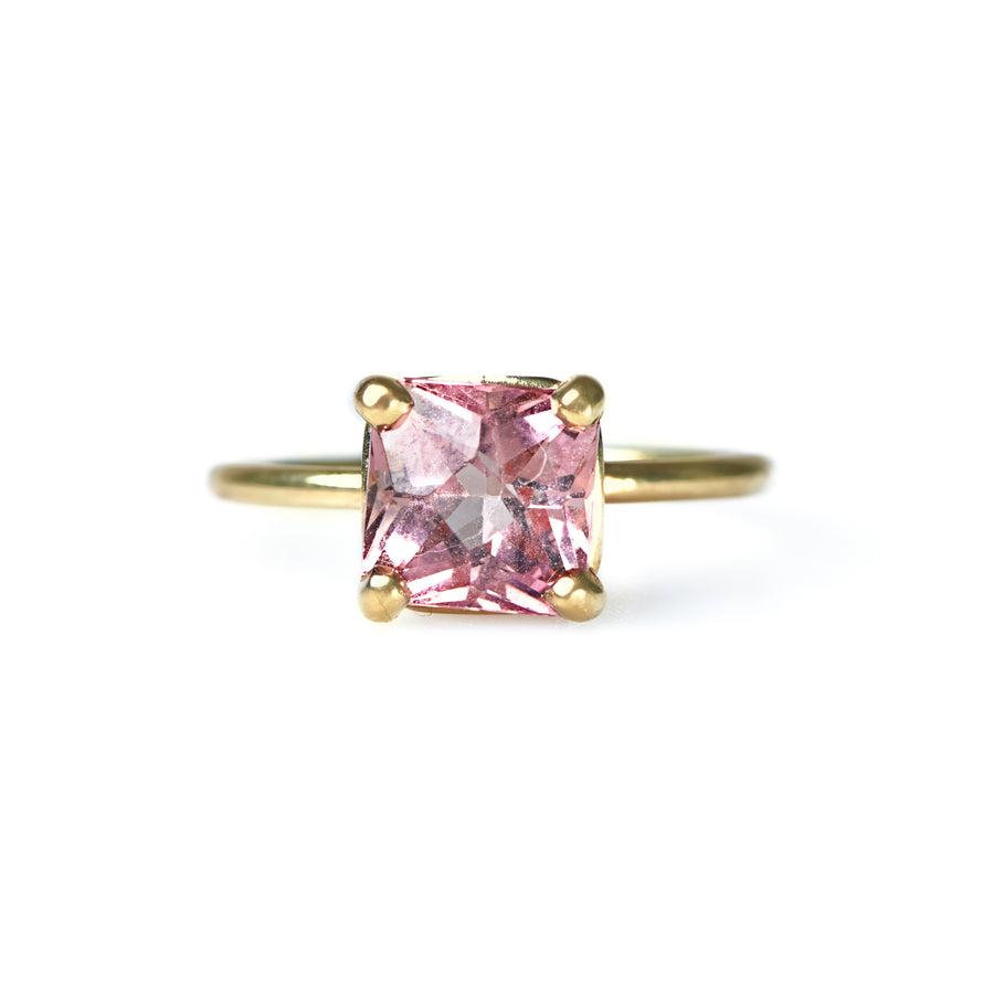 Joy |  Pink Tourmaline Cushion Cut Ring - MTD