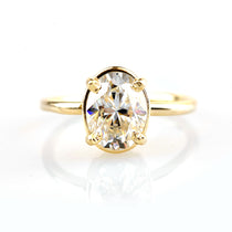 Ovella | Oval Moissanite Golden Halo Engagement Ring 14k Yellow Gold - MTD