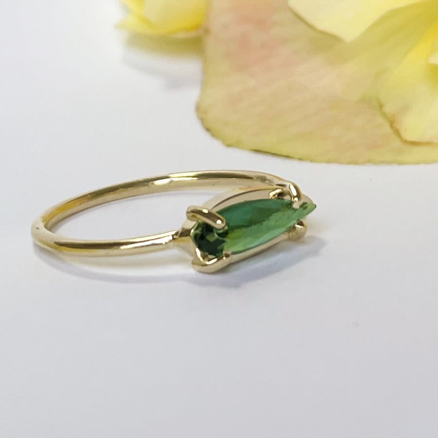 Sprout Elongated Pear Pariba Tourmaline Ring - MTD