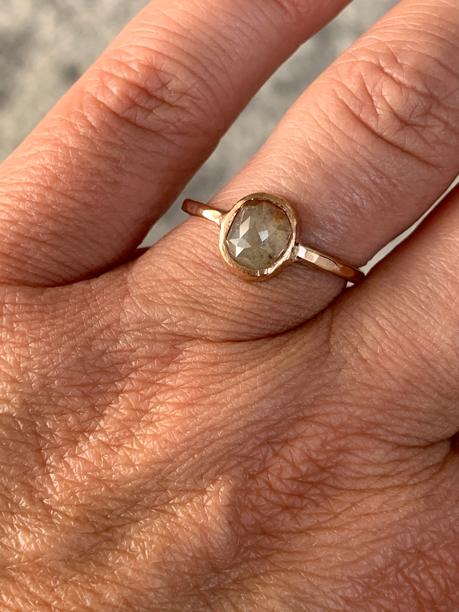 Painted Desert | Oval Rose Cut Champagne Diamond Engagement Ring - MTD