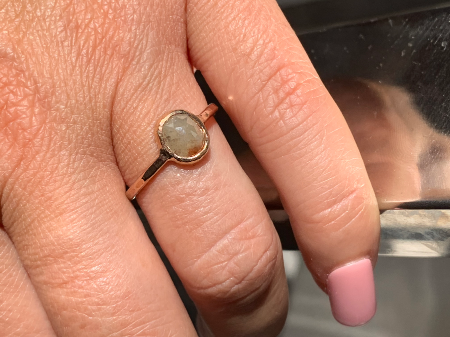 Painted Desert | Oval Rose Cut Champagne Diamond Engagement Ring - MTD