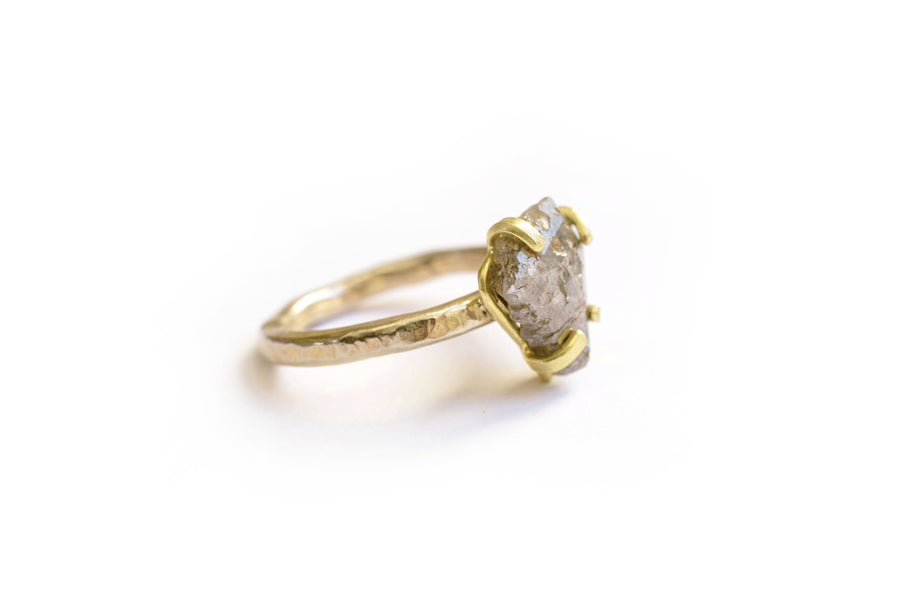 Gray Cliffs | Rustic Gray Diamond Hammered Gold Engagement - Melissa Tyson Designs