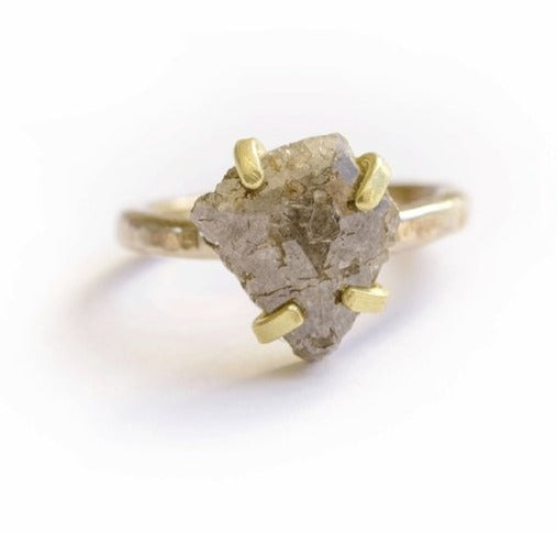 Gray Cliffs | Rustic Gray Diamond Hammered Gold Engagement - Melissa Tyson Designs