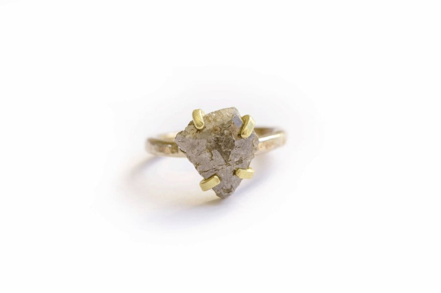 Gray Cliffs | Rustic Gray Diamond Hammered Gold Engagement - Melissa Tyson Designs