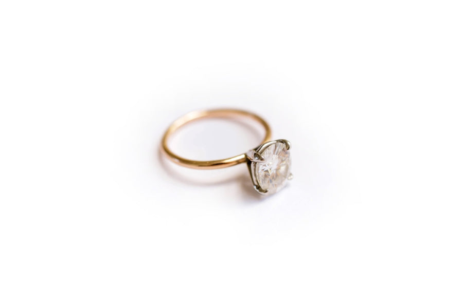 Catherine | Oval Moissanite Engagement Ring 14k Rose Gold Thin Band - Melissa Tyson Designs